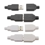 10Pcs USB Type A Connector Male Female 4 Pin Plug Socket With Black White Plastic Cover USB 2.0 Type-A Soldering DIY Kits