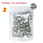 40 colors Mix Sizes Crystal Clear AB Non Hotfix Flatback Rhinestones Nail Art Rhinestones For 3D Nail Art Decoration glitter - Image 3