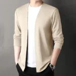 New Slim Fit Cardigan for Men, Thin Spring and Autumn Outerwear, Long Sleeve Casual Trendy Versatile Pure Color Slim Fit Autumn - Image 4