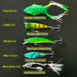 5pcs Minnow Popper soft Fishing Lure Set Wobblers For Pike Trolling Tackle Hard Bait Fake Crazy Bionic Artificial Baits Kit Sea - Image 4