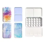 Portable Empty Watercolor Tin Box Storage Iron Paint Tray Palette with 24 Half Pans For Painting Art Supplies