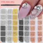 12Grids Mini Caviar Beads Nail Art Decorations Metal Gold/Silver Micro Ball Nail Charms Magnetic Pen 0.5~3mm Ball Nail Jewelry - Image 5