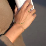 Uworld Classic Green Zircons Finger Bracelet Layered Jewelry For Women 18K PVD Gold Plated Stainless Steel Bracelets Jewelry - Image 4
