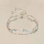 Korean Elegant Cherry Blossom Bow Zircon Bracelet For Women Y2K Sweet Girls Crystal Flowers Bracelets Wedding Party Jewelry Gift - Image 3