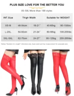 Comeondear Faux Leather Stockings Sexy With Lace Trim Silicone Women Thigh High Stockings Plus Size 5XL Anti Skid Mens Pantyhose - Image 6
