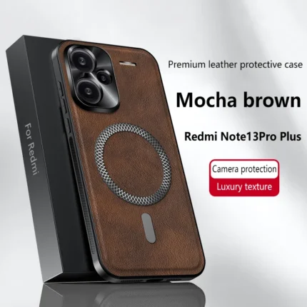 For Redmi Note 13 Pro+ Pro Plus Case Magnetic Elegant Leather Wear-Resistant Lens Fully Covered Non-Slip Grip Edge Cover Shell