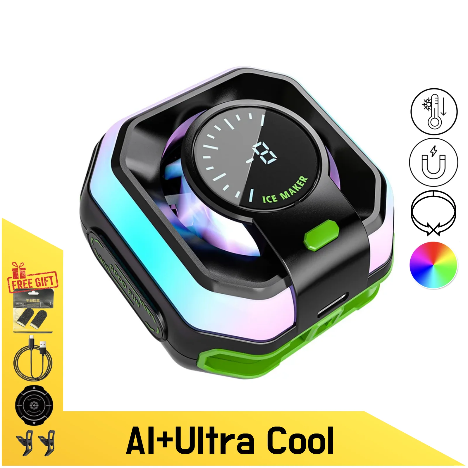 kf-Sc7473a2a2b4d46d38e1a67e4f727d245q HK-5 PRO Mobile Phone Cooler, Magnetic Semiconductor Cooling Fan, Radiator for iPhone Xiaomi POCO, for PUBG Gaming Cooler - Image 1