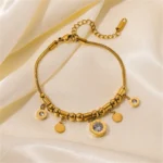 GANEMLY Trendy Green Clover Zircon Heart Charm Bracelet Bangle Stainless Steel Waterproof Jewelry For Women Party Gift pulseras - Image 6