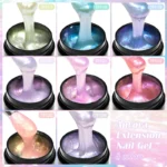 MEET ACROSS 8ml Light Violet Aurora Extension Nail Gel Polish Semi Permanent DIY Nail Art French Style UV Building Gel Varnish - Image 5