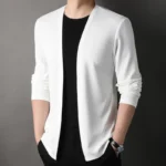 New Slim Fit Cardigan for Men, Thin Spring and Autumn Outerwear, Long Sleeve Casual Trendy Versatile Pure Color Slim Fit Autumn - Image 3