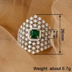 Huitan Bling Bling Geometric Rings with Square Green Cubic Zircon Fashionable Silver Color Finger Rings Luxury Jewelry for Women - Image 6