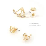 Women's Flower Earrings Zircon Ear Jacket Korean Style Copper Ear Studs Earrings Orecchini Jewelry Pendientes Aretes De Mujer - Image 5
