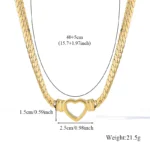 GANEMLY 316L Stainless Steel Hollow Heart Necklace Bracelets Waterproof Jewelry Charm Metalic Gold Color Chain Fashion Lady Gift - Image 2