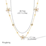 EILIECK 316L Stainless Steel White Zirconia Flower Petal Necklace Bracelet Earrings Set For Women New Trendy Jewelry Party Gift - Image 2