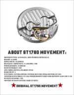 Seagull 1963 watches 40mm Pilot Watch of Men Automatic Mechanial Wrist Waterpoorf 19 zuan Field military style ST1780 Movement - Image 2