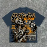 The 2025 3d Tshirt God's Will Skull Retro Pattern T-shirt Printed Graphic Men And Women Y2K Oversized T-shirt Street Wear - Image 3