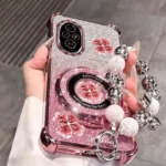 Pearl Strap Glitter Pink Clover Phone Holder Case On For Huawei Honor 9X Pro 60 70 80 90 100 200 300 Pro Ultra Y9s Stand Cover - Image 6