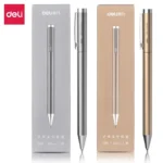 Deli Metal Gel Pens Ink Refills, 0.5mm Smooth Writing Luxury Sign Pen Aesthetic Stationery Supplies Kalem 펜 Writing School Items