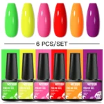 6Pcs/Set Nail Gel Green Red Yellow Neon Polish Summer Bright Orange Colorful Manicure UV LED Soak Off Nail Art Gel Varnishes Kit - Image 3