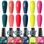6Pcs/Set Nail Gel Green Red Yellow Neon Polish Summer Bright Orange Colorful Manicure UV LED Soak Off Nail Art Gel Varnishes Kit - Image 2
