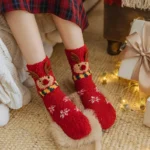Christmas coral fleece socks mid-tube warm thickened floor sleep cartoon socks - Image 6