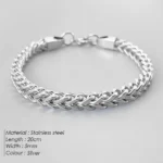 ELANDIS Width 5MM Double Cuban Chain Stainless Steel Metal Clasp Bracelets, Punk Men's Bangles Length 20cm48 Hour Shipping - Image 2