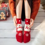 Christmas coral fleece socks mid-tube warm thickened floor sleep cartoon socks - Image 5