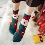 Christmas coral fleece socks mid-tube warm thickened floor sleep cartoon socks - Image 4