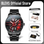 OLEVS 9937 Mens Watch Original Rotatable Wheel Hub Dial Fashion Trend Quartz Watch Waterproof Luminous Stainless Steel Reloj - Image 2