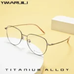 YIMARUILI Retro Oval Optical Prescription Glasses for Men and Women Ultralight Titanium Fashion Pilot Eyewear Simple Design 8201