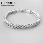 ELANDIS Width 5MM Double Cuban Chain Stainless Steel Metal Clasp Bracelets, Punk Men's Bangles Length 20cm48 Hour Shipping