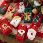 Christmas coral fleece socks mid-tube warm thickened floor sleep cartoon socks