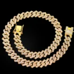 16/18/20/22/24inch Gold Color Cuban Link Chain for Women Men 2 Row Rhinestone Rhombus Prong Cuban Necklaces Hip Hop Jewelry - Image 5