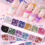 12Grids Mixed Mini Christmas Gems Nail Charms 2mm Luxury Crystal Nail Glitter Rhinestone Red/Green Flatback Christmas Nail Parts - Image 3