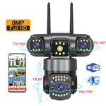 6MP WiFi PTZ Camera Outdoor Tri Lens Motion Detection IP66 Waterproof Network Wireless Surveillance Camera - Image 2