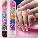 12Grids Mixed Mini Christmas Gems Nail Charms 2mm Luxury Crystal Nail Glitter Rhinestone Red/Green Flatback Christmas Nail Parts - Image 6