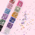 12Grids Mixed Mini Christmas Gems Nail Charms 2mm Luxury Crystal Nail Glitter Rhinestone Red/Green Flatback Christmas Nail Parts - Image 5