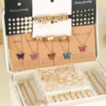 104 Pcs/Set Fashion Metal Pearl Zircon Earrings Butterfly Necklaces Bracelets Rings Combinations Jewelry Sets For Women's Gifts