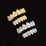 Hiphop Teeth Grillz Set for Unisex Top Bottom Mouth Silver Color Teeth Grills Tooth Cap Removable Dental Fashion Body Jewelry - Image 5