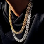 16/18/20/22/24inch Gold Color Cuban Link Chain for Women Men 2 Row Rhinestone Rhombus Prong Cuban Necklaces Hip Hop Jewelry - Image 3