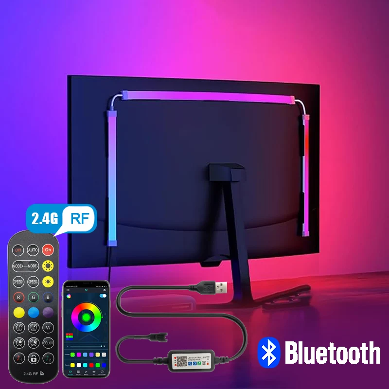 kf-S9dbb0fef28214ef1a28498fc97d4ee06e Computer Screen Light Strip Monitor RGBIC Bluetooth LED Lights Ambient Lighting Music Sycn APP Control PC Backlight Game Room - Image 1