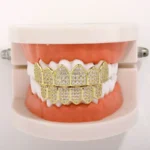 Hiphop Teeth Grillz Set for Unisex Top Bottom Mouth Silver Color Teeth Grills Tooth Cap Removable Dental Fashion Body Jewelry - Image 2