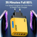 240W GaN USB C Charger 5 in 1 Fast Charging Phone Charger Power Adapter For iPhone Samsung Xiaomi Type C EU/US Plug Wall Charger - Image 4