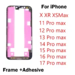 1pcs For iPhone X XS max 11 12 13 14 15 16 17 Air Mini Pro Max Front Bezel LCD Middle Frame with Adhesive Holder Housing Repair