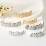 Hiphop Teeth Grillz Set for Unisex Top Bottom Mouth Silver Color Teeth Grills Tooth Cap Removable Dental Fashion Body Jewelry - Image 3