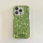 Green flower Phone Case for Xiaomi Redmi Note 15 14 13 12 12s 11 11s 10 9 9s 8 7 Pro Plus 4G 5G Feather Texture Back Cover - Image 4