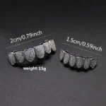 Hiphop Teeth Grillz Set for Unisex Top Bottom Mouth Silver Color Teeth Grills Tooth Cap Removable Dental Fashion Body Jewelry - Image 4