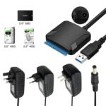 SATA to USB 3.0 External SATA Hard Disk Adapter Cable SSD HDD Drive Cable with 12V Power Adapter Easy Drive Hard Disk Cables - Image 2