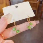 New Unique Flower Clover Alloy Earrings for Women Korean Shiny Earring Wedding Party Jewelry Birthday Present - Image 3