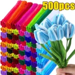 Wholesale Colorful Big Pipe Cleaners for Crafts Diy Plush Stem Creative Hobby File De Chenille Pipecleaners 500-100pcs